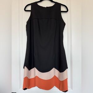 Sandro Ferrone Roma Sheath Dress Black Beige Orange IT 44 US 8 Made in Italy NWT